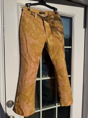 Vintage Y2K Roberto Cavalli F/W 2001 Gold and Pink Phoenix Shimmery Jeans